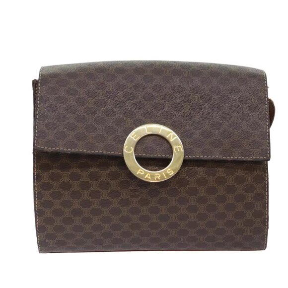 CELINE Macadam Canvas Shoulder Bag PVC Leather Brown Auth 89824 - Picture 2 of 16